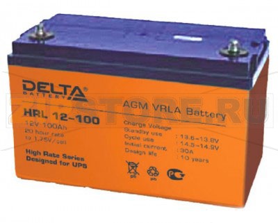 Delta HRL 12-100 Свинцово-кислотный аккумулятор (АКБ) Delta HRL 12-100: Напряжение - 12 В; Емкость - 100 Ач; Габариты: 330 мм x 171 мм x 222 мм, Вес: 33 кгТехнология аккумулятора: AGM VRLA Battery
