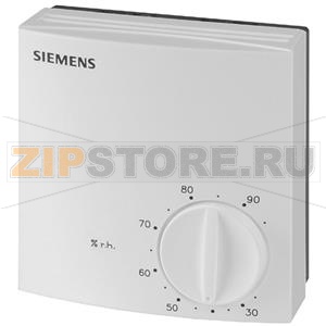 Комнатный гигростат, диапазон настройки уставки 30 ... 90% отн.влаж., внешняя регулировка уставки Siemens QFA1001 