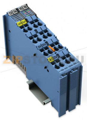 Прямой/вычитающий счетчик; Искробезопасный; Extreme; синие Wago 750-633/040-000 This counter records binary pulse signals with NAMUR-compliant levels and transmits the counter state to the fieldbus system. The counting direction in “up/down counter” mode can be set using the U/D input. A control byte sets or resets the counter and digital output (DO). Additionally, a limit value can be set at which the DO output is activated when this value is exceeded. The output is short-circuit-proof.Operating modes:Up counter with enable inputUp/down counterFrequency counterPeak-time counterIndicators:Green LED (Up/Down + CLK + DO status)Red LED (Up/Down + CLK error status)Field and system levels are electrically isolated.The device is ideal for operation in extreme environments thanks to:Extended temperature rangeGreater immunity to impulse voltages and electromagnetic interferenceHigher vibration and shock resistance...