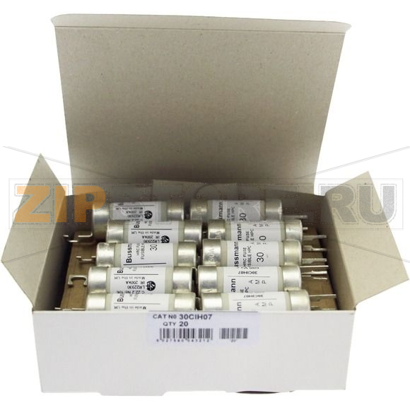 Предохранитель, 30 A, AC 600 В, 200 кА, HRCI-MISC Type K, 24x86 мм, CSA Eaton C.S.A. FUSE FM1 CL' 