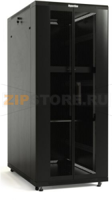 Hyperline TTB-4781-DD-RAL9004 Шкаф напольный 19-дюймовый, 47U, 2277x800х1000 мм (ВхШхГ), передняя и задняя распашные перфорированные двери (75%), ручка с замком, крыша нового типа, цвет черный (RAL 9004) (разобранный) 
