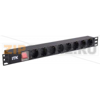 PDU 8 розеток нем. ст, с LED выкл, 1U, без шнура, вх. С14