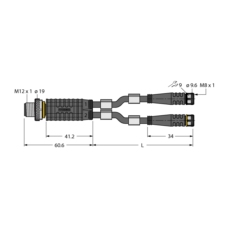 Разветвитель 2-х канальный Turck VBRS4.4-2PKG3M-5/5/TXL 