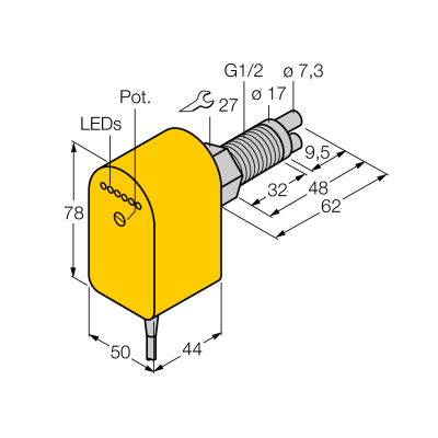 Датчик потока погружного типа с оценочной электроникой Turck FCS-GL1/2A2P-VRX/24VDC/A 