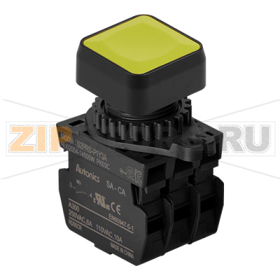Выключатель кнопочный, Ø отверстия: 22/25 мм Autonics S2PRS-P1Y3A 