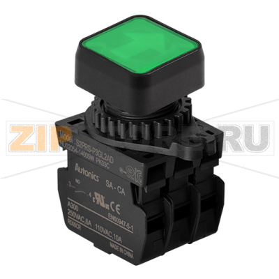 Выключатель кнопочный, Ø отверстия: 22/25 мм Autonics S2PRS-P3GL2ALM 