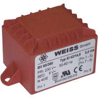 Трансформатор PCB 1x230 В, 1x12 В/AC, 5 ВА, 417 мА Weiss Elektrotechnik 85/362