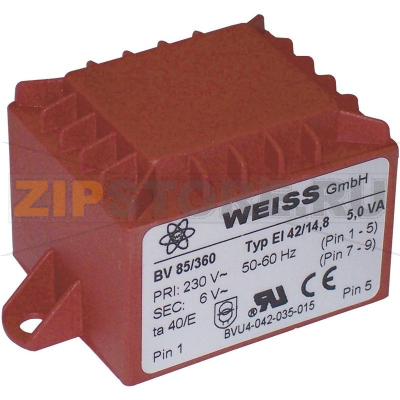 Трансформатор PCB 1x230 В, 1x12 В/AC, 5 ВА, 417 мА Weiss Elektrotechnik 85/362 