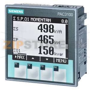 SENTRON PAC3100, LCD, 96X96MM POWER MONITORING DEVICE PANEL MOUNT TYPE ДЛЯ MEASUREMENT OF ELECTR. VALUES UC: 110-250VDC / 100-240VAC UE: MAX.480/277V, 45-65HZ IE: X/5A AC TERMINAL CONNECTION Siemens 7KM3133-0BA00-3AA0 