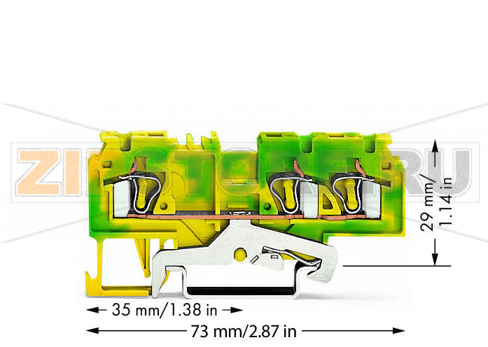 3-проводные клеммы с заземлением; 4 mm; боковая и центральная маркировка; для DIN-рейки 35 x 15 и 35 x 7,5; CAGE CLAMP®; 4,00 mm; зеленые-желто Wago 880-687/999-940 