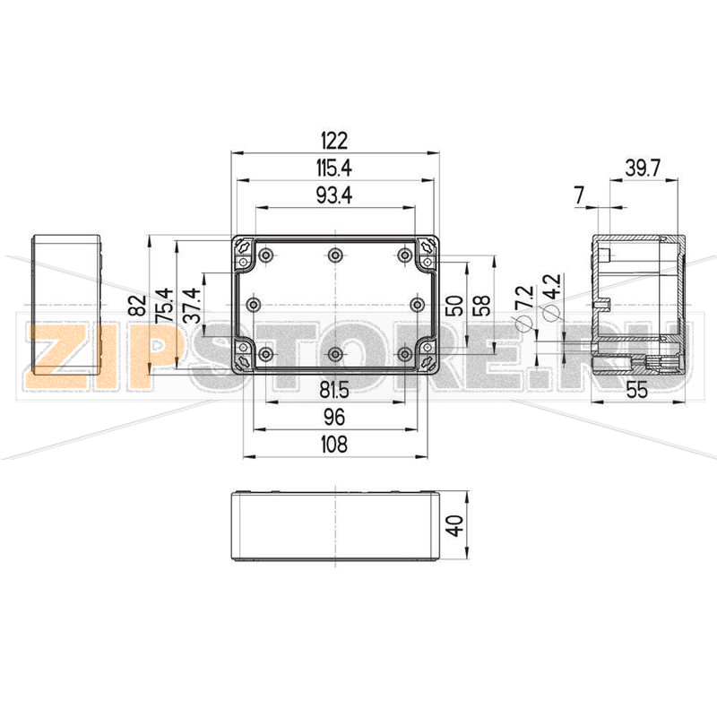 Корпус 122x82x55 мм, материал: поликарбонат, серый, 1 шт Spelsberg TG PC 1208-6-to 