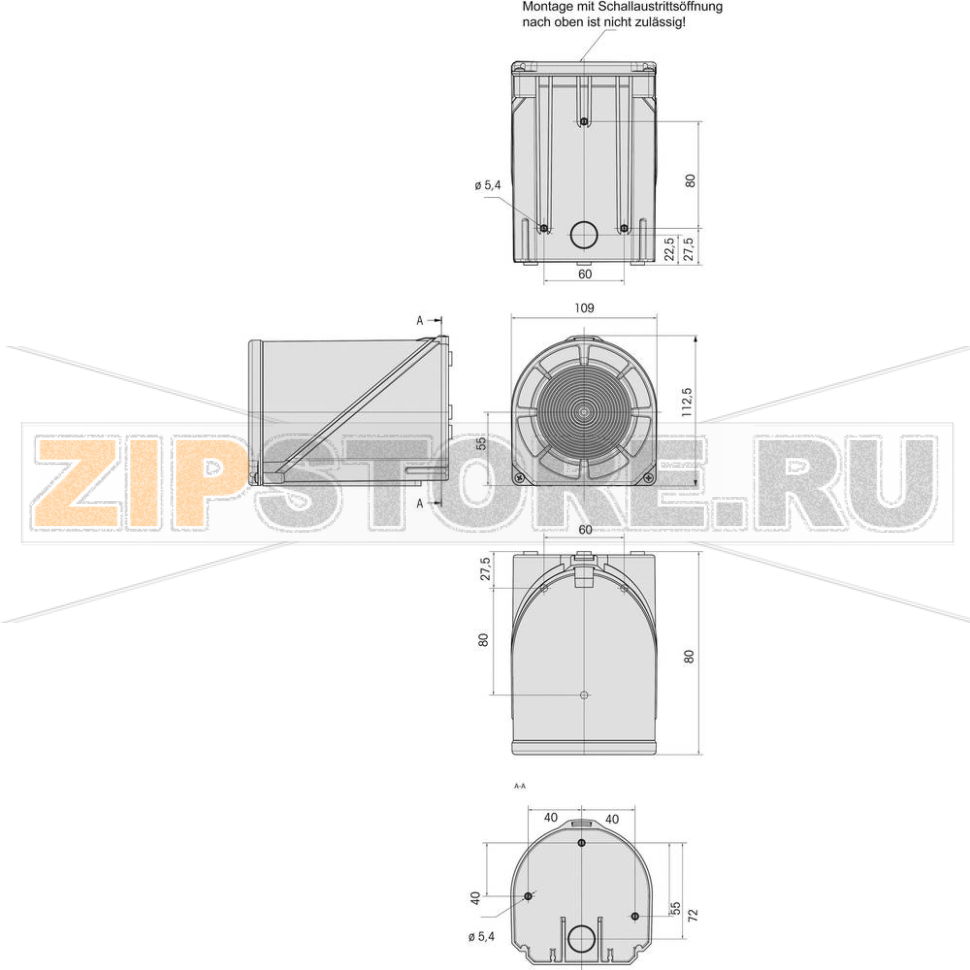 Сирена светодиодная 230 В, многотональная, желтая, 114 дБ Werma 444.310.68 