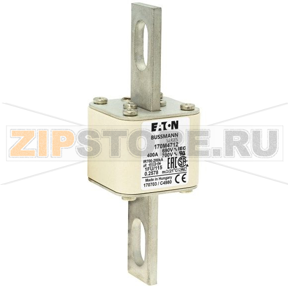 Предохранитель, 400 A, AC 690 В, size 1, 53x69x136 мм, aR, IEC UL Eaton FUSE 400A 690V 1FU/115 
