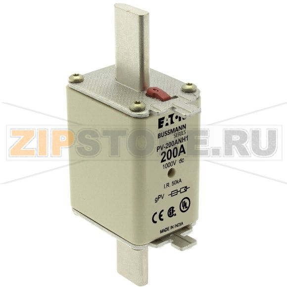 Предохранитель, 200 A, DC 1000 В, 50 кА, NH1, gPV, UL PV, UL, IEC Eaton FUSE 200A 1000V DC PV SIZE 