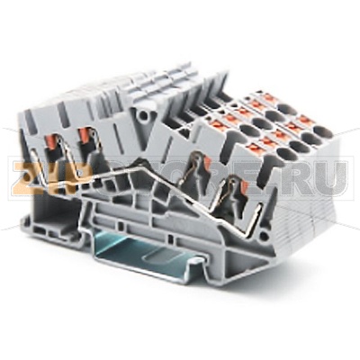 Клемма проходная Push-in, серая CHIKU RPV 2,5S-QUATTRO 