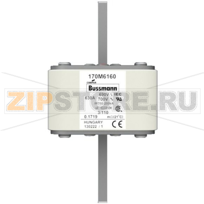 Предохранитель, 630 A, AC 690 В, 200 кА, 3, 76x90x139 мм, aR, DIN, IEC Eaton FUSE 630A 690V 3/1 
