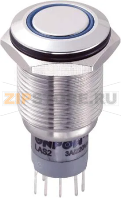 Кнопка антивандальная 250 В/AC, 3 А, 2 x вкл/вкл, с фиксацией, IP67, 1 шт TRU Components LAS2GQF-22ZE/B/12V/S/P 