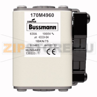 Предохранитель, 630 A, AC 1000 В, 125 кА, size 1, 52x69x74 мм, aR, IEC UL Eaton FUSE 630A 1000
