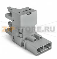 h-distribution connector; 4-pole; Cod. B; 1 input; 2 outputs; outputs on one side; 2 locking levers; pink Wago 890-1683