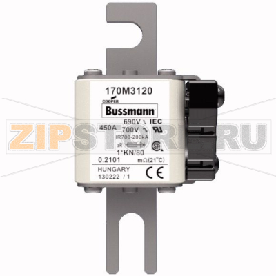 Предохранитель, 500 A, AC 690 В, 200 кА, DIN 1, 45x59x104 мм, aR, DIN, IEC Eaton FUSE 500A 690V 