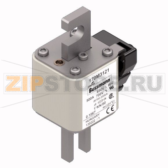 Предохранитель, 500 A, AC 690 В, 200 кА, DIN 1, 45x59x104 мм, aR, DIN, IEC Eaton FUSE 500A 690V 
