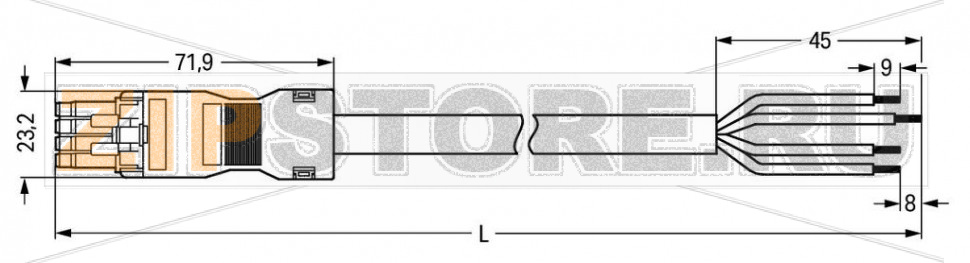 Кабель соединительный; Eca; розетка/открытая; 4-полюса; код. A; H05VV-F 4G 1,5 мм; 4m; 1,50 mm; белые Wago 891-8994/106-402 Protected against mismating and maintenance-freeLow profile with 4.4 mm pole spacing...