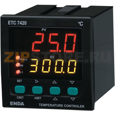 Регулятор температуры PID, тип датчика: Pt100, J, K, T, S, R, 2 А, SSR, 101x72х72 мм Enda ET7420-230 