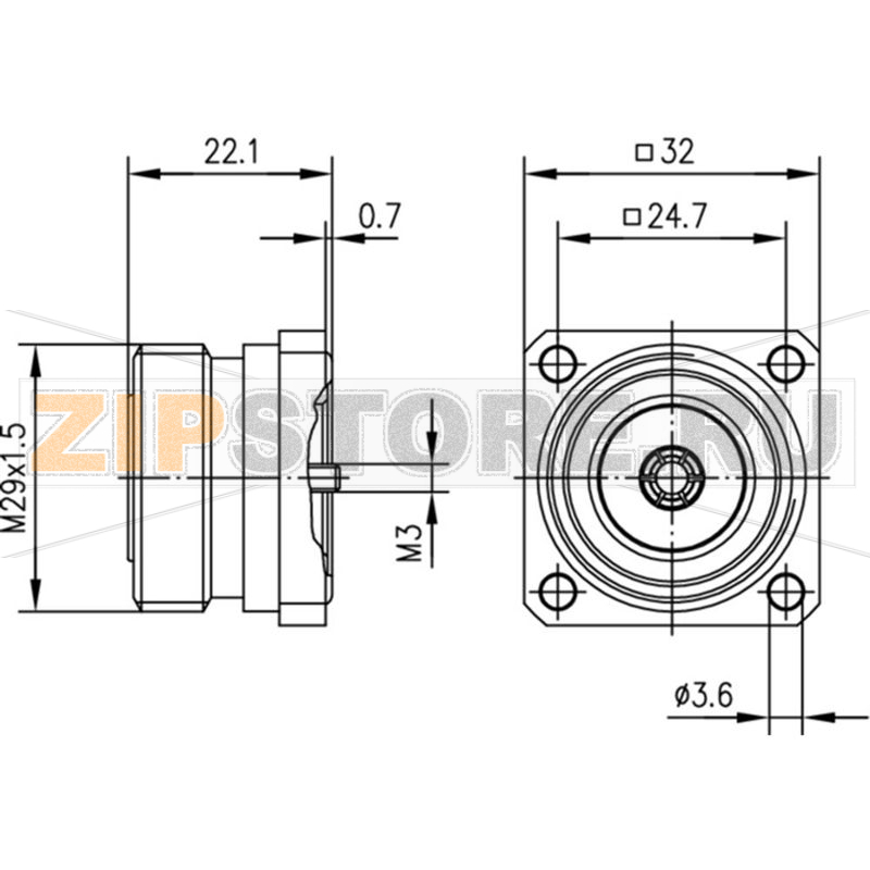 Разъем DIN 7-16, 50 Ом, 1 шт Telegärtner J01121A0721 