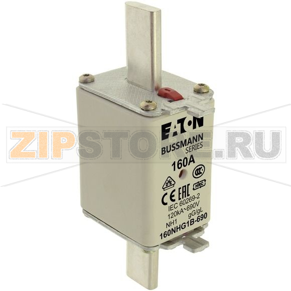 Предохранитель, 160 A, AC 690 В, 120 кА, NH1, gL/gG, IEC Eaton NH FUSE 160AMP 690V gG SIZE 1 