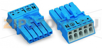 Разъем; 5-пол.; Код. I; 1,50 mm; синие Wago 890-1105 Protected against mismating and maintenance-freePush-in CAGE CLAMP® spring pressure connection technology allows solid conductors to be simply pushed into a unit.Low profile with 4.4 mm pole spacingWhen assembled, the installation connectors comply with IP40 and are suitable for easily accessible areas....