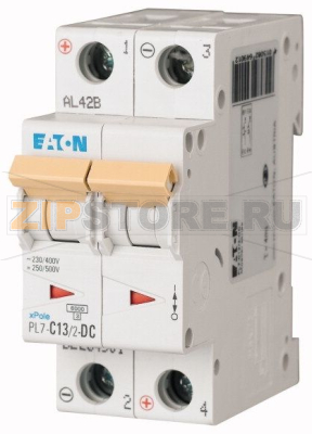 Выключатель автоматический 13А, кривая откл. C, 2 полюса, откл. способ. 6 кА Eaton PL7-C13/2-DC 