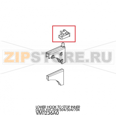 Lower hook to stop inner glass Unox XVC 304 Lower hook to stop inner glass Unox XVC 304Запчасть на деталировке под номером: 88Название запчасти на английском языке: Lower hook to stop inner glass Unox XVC 304