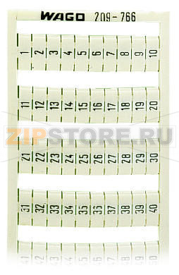 Маркировочная карта WSB; в картах; МАРКИРОВАНО; 1 ... 50&amp;2X; not stretchable; Вертикальная маркировка; с креплением на защелке; белые Wago 209-766 
