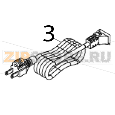 Кабель сетевой с угловой евро-вилкой TSC DA210 Кабель сетевой с угловой евро-вилкой для принтера TSC DA210Запчасть на деталировке под номером: 3