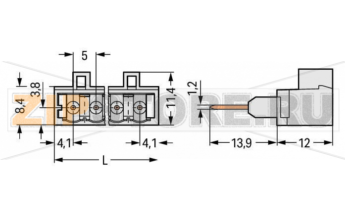 MCS MIDI Вилка для клемм на рейку; 1.2 x 1.2 mm pins; прямые; 100% защита от неправильного подсоединения; Шаг контактов 5 мм; 10-пол.; светло-серые Wago 721-170/003-000 Съемные соединители для клемм, монтируемых на рейку, оснащенные технологией CAGE CLAMP®Вилки с длинными контактными выводами подсоединяются к монтажным отверстиям клемм, монтируемых на DIN-рейку, серии 280.К контактам можно прикасаться при неподключенном соединителе, поэтому подача питания должна осуществляться через клемму (следите за номинальным напряжением!)100% защита от неправильного подсоединенияВозможны варианты кодировки...