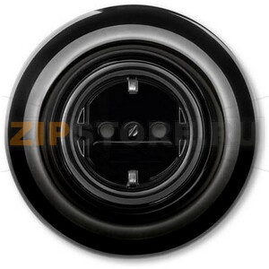 Розетка с заземлением 16 А, чёрный фарфор ABB 2CHK203459C4301 