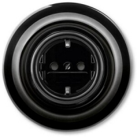 Розетка с заземлением 16 А, чёрный фарфор ABB 2CHK203459C4301