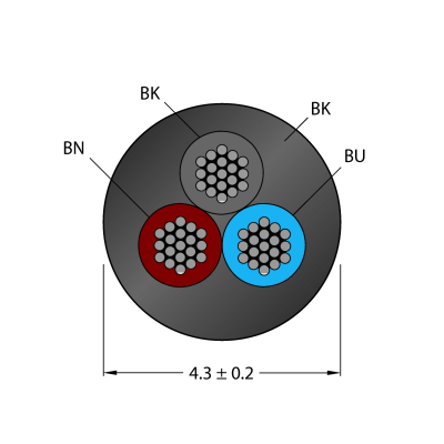 Кабель в катушке Turck CABLE3X0.34-XX-PVC-BK-100M/TEL 