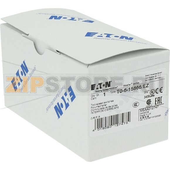 Выключатели многоскоростные, конт: 12, 20 A, 2-1-0-1-2, 60°, с фиксацией Eaton T0-6-15866/ez 