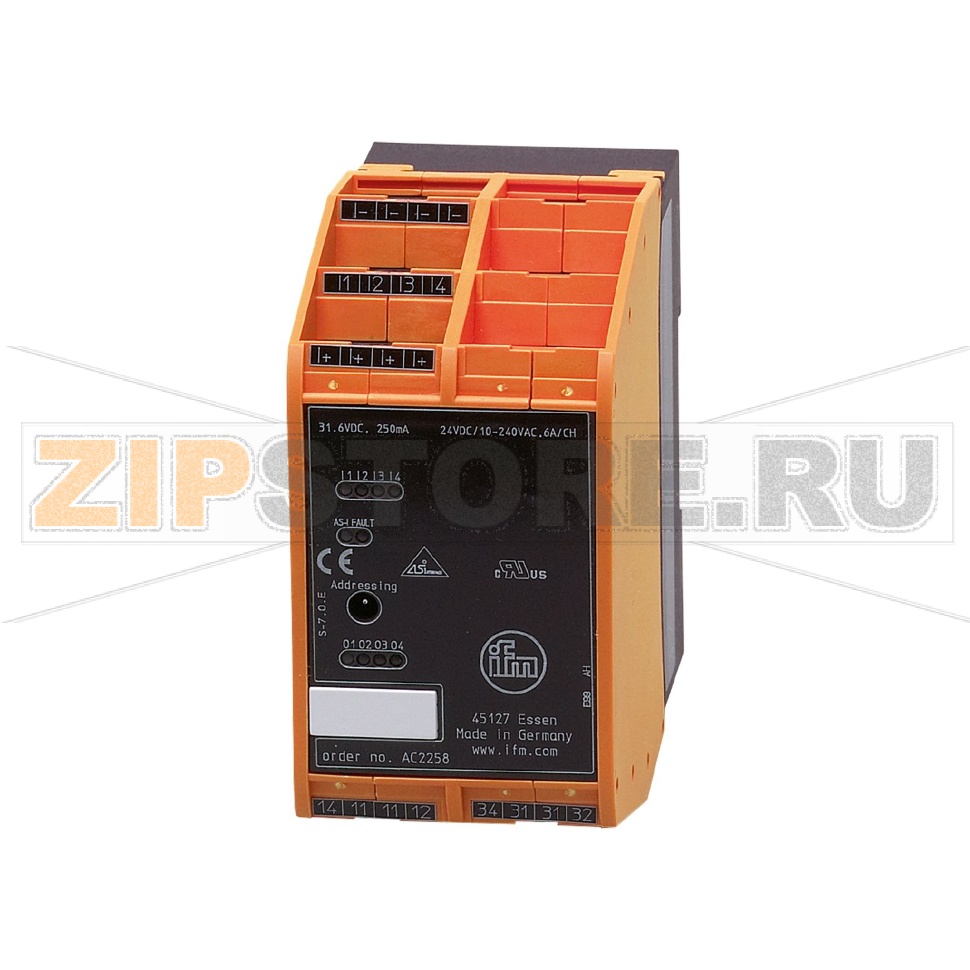 Модуль безопасности для установки в шкаф управления AS-интерфейс IFM AC2258 