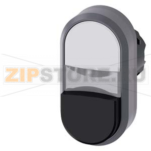 АКТУАТОР ДВОЙНОЙ КНОПКИ С ВОЗМОЖНОСТЬЮ ПОДСВЕТКИ, 22MM, КРУГЛ., ПЛАСТИК С МЕТАЛЛИЧЕСКИМ ФРОНТАЛЬНЫМ КОЛЬЦОМ, КНОПКИ: БЕЛАЯ (ПЛОСКАЯ), ЧЁРНАЯ (ВЫСТУПАЮЩАЯ) , С ГРАВИРОВКОЙ ЛАЗЕРОМ, ПЕРВЫЕ БУКВЫ СЛОВ - ВЕРХНИЙ РЕГИСТР, ДАЛЕЕ - НИЖНИЙ РЕГИСТР Siemens 3SU1031 