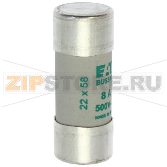 Предохранитель, 8 A, AC 690 В, 80 кА, 22x58 мм, aM, IEC Eaton CYLINDRICAL FUSE 22x58 8A AM 690V 