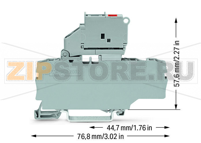 3-conductor fuse terminal block; with pivoting fuse holder; with end plate; for 5 x 20 mm miniature metric fuse; with blown fuse indication by LED; 30 - 65 V; for DIN-rail 35 x 15 and 35 x 7.5; 2.5 mm; Push-in CAGE CLAMP®; 2,50 mm; gray Wago 2002-1711/1 