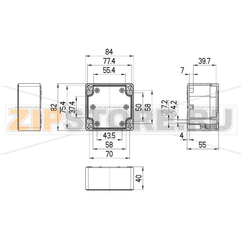 Корпус 84x82x55 мм, материал: поликарбонат, серый, 1 шт Spelsberg TG PC 88-6-to 