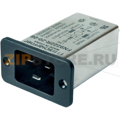 Фильтр сетевой 6 А, 250 В/AC, 57.9x48x22.5 мм, 120 шт Schaffner FN 9222R-6-06 