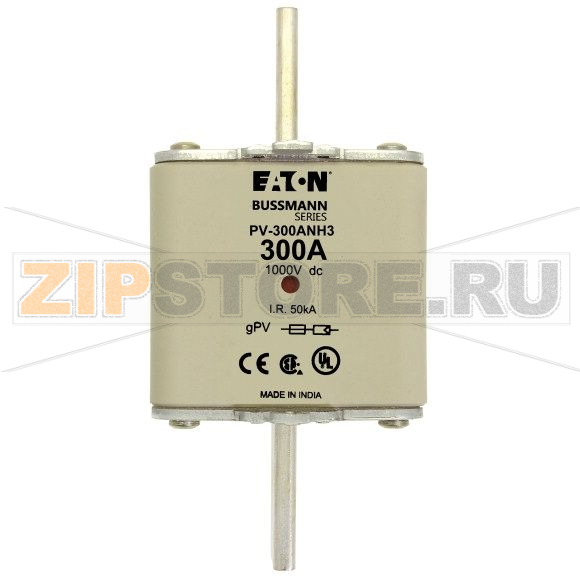 Предохранитель, 300 A, DC 1000 В, 50 кА, NH3, gPV, UL PV, UL, IEC Eaton FUSE 300A 1000V DC PV SIZE 