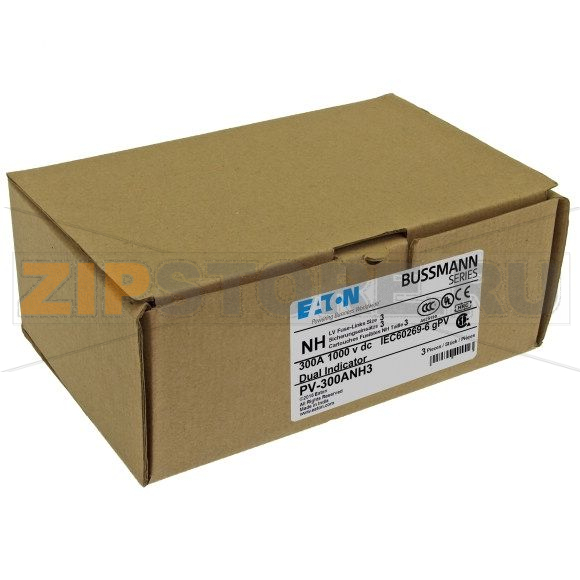 Предохранитель, 300 A, DC 1000 В, 50 кА, NH3, gPV, UL PV, UL, IEC Eaton FUSE 300A 1000V DC PV SIZE 