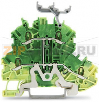 Double-deck terminal block; 4-conductor ground terminal block; PE; with marker carrier; internal commoning; for DIN-rail 35 x 15 and 35 x 7.5; 1 mm?; Push-in CAGE CLAMP®; 1,00 mm?; green-yellow Wago 2000-2237