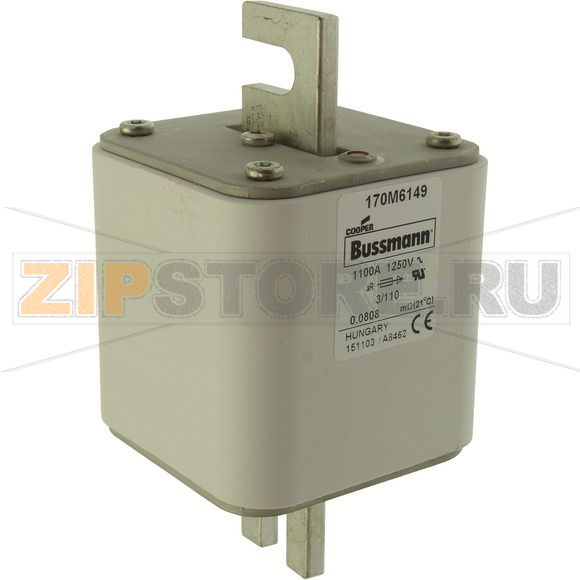 Предохранитель, 1100 A, AC 1250 В, 100 кА, size 3, 76x90x139 мм, aR, DIN, IEC Eaton FUSE 1100A 