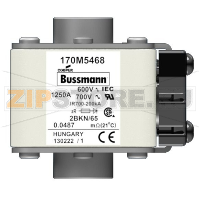 Предохранитель, 1250 A, AC 600 В, 200 кА, size 2, aR, IEC UL Eaton FUSE 1250A 600V 2BKN/65 AR UC 